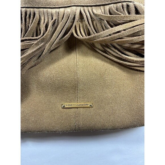 Rebecca Minkoff Fiona Mini Bucket Bag Tan Brown Suede Fringe Crossbody - Picture 8 of 16